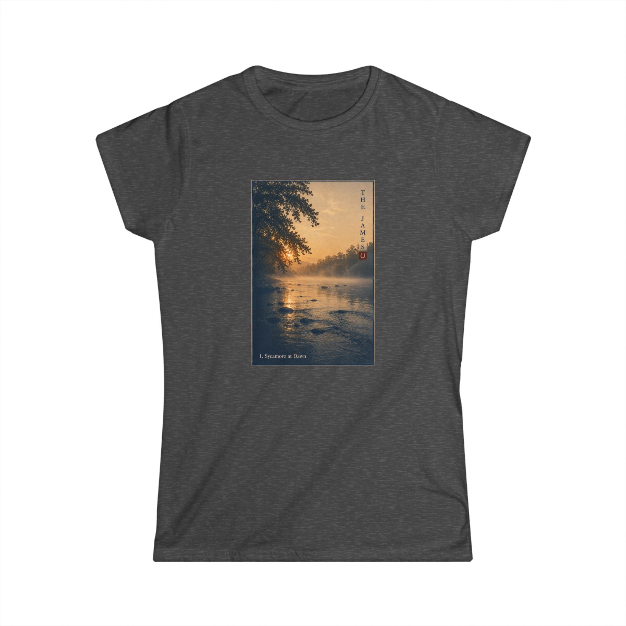 1. Sycamore at Dawn - Women’s Black Tee — Classic Softstyle Crew Shirt