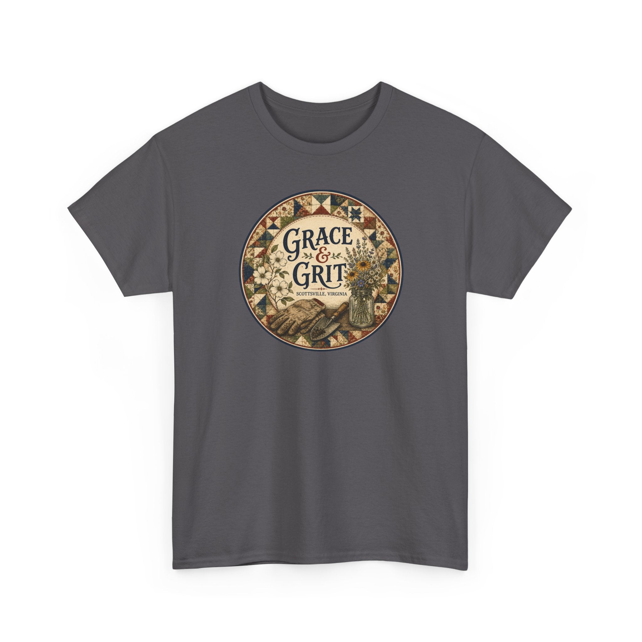 Grace & Grit Graphic Tee — Vintage Floral Inspirational T-Shirt