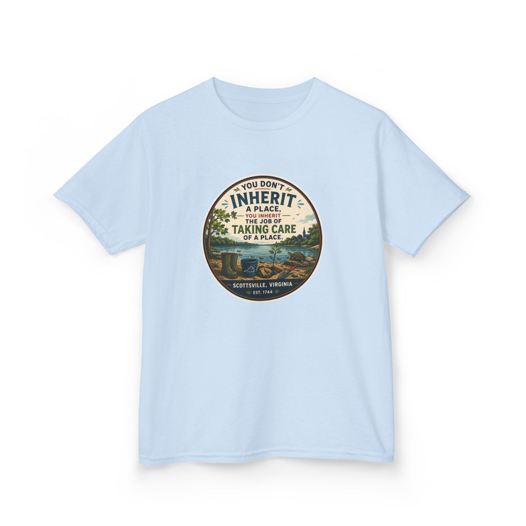 Kids Tee — "You Don't Inherit the Earth, You Take Care of It" Nature Conservation Shirt