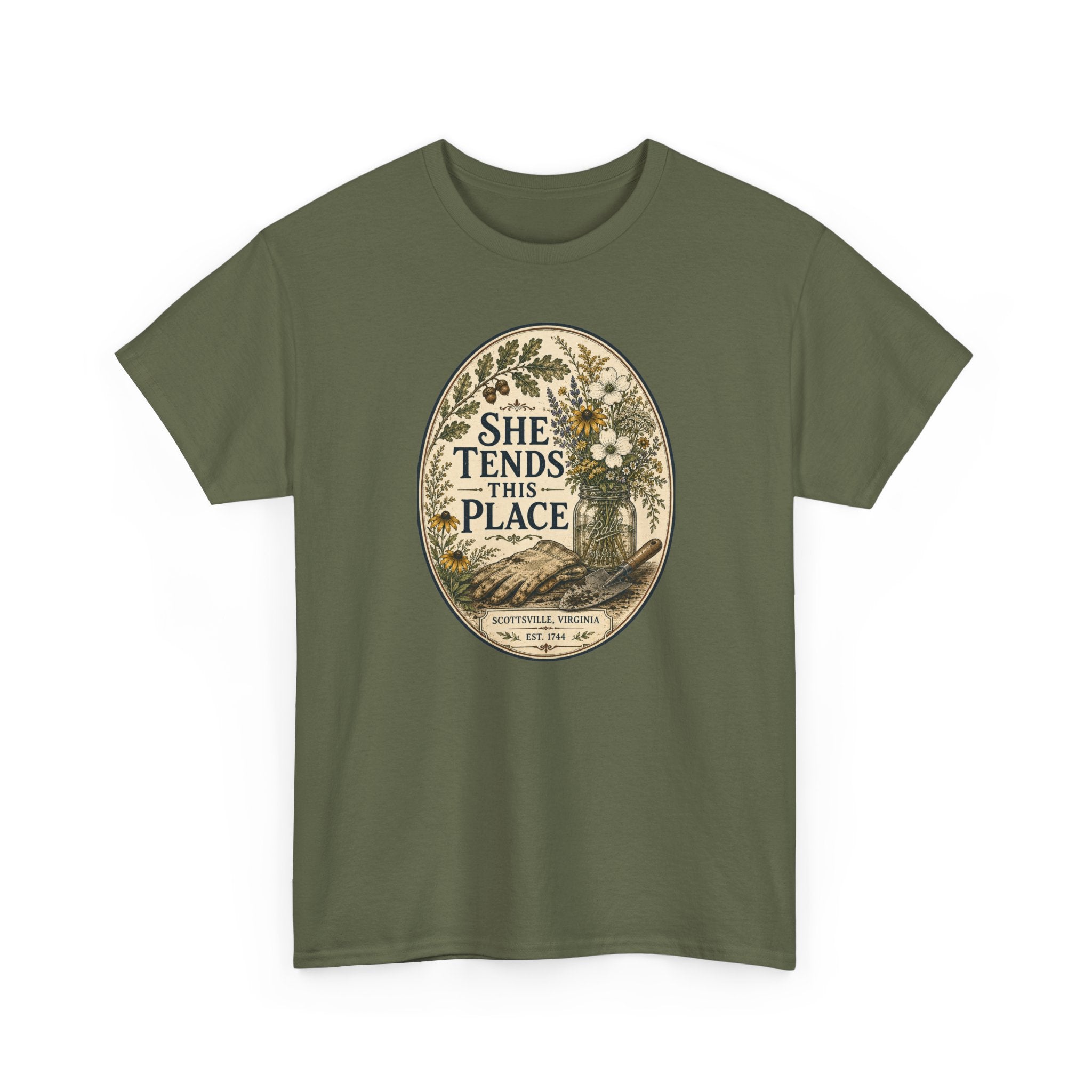 She Tends This Place Vintage Floral Tee