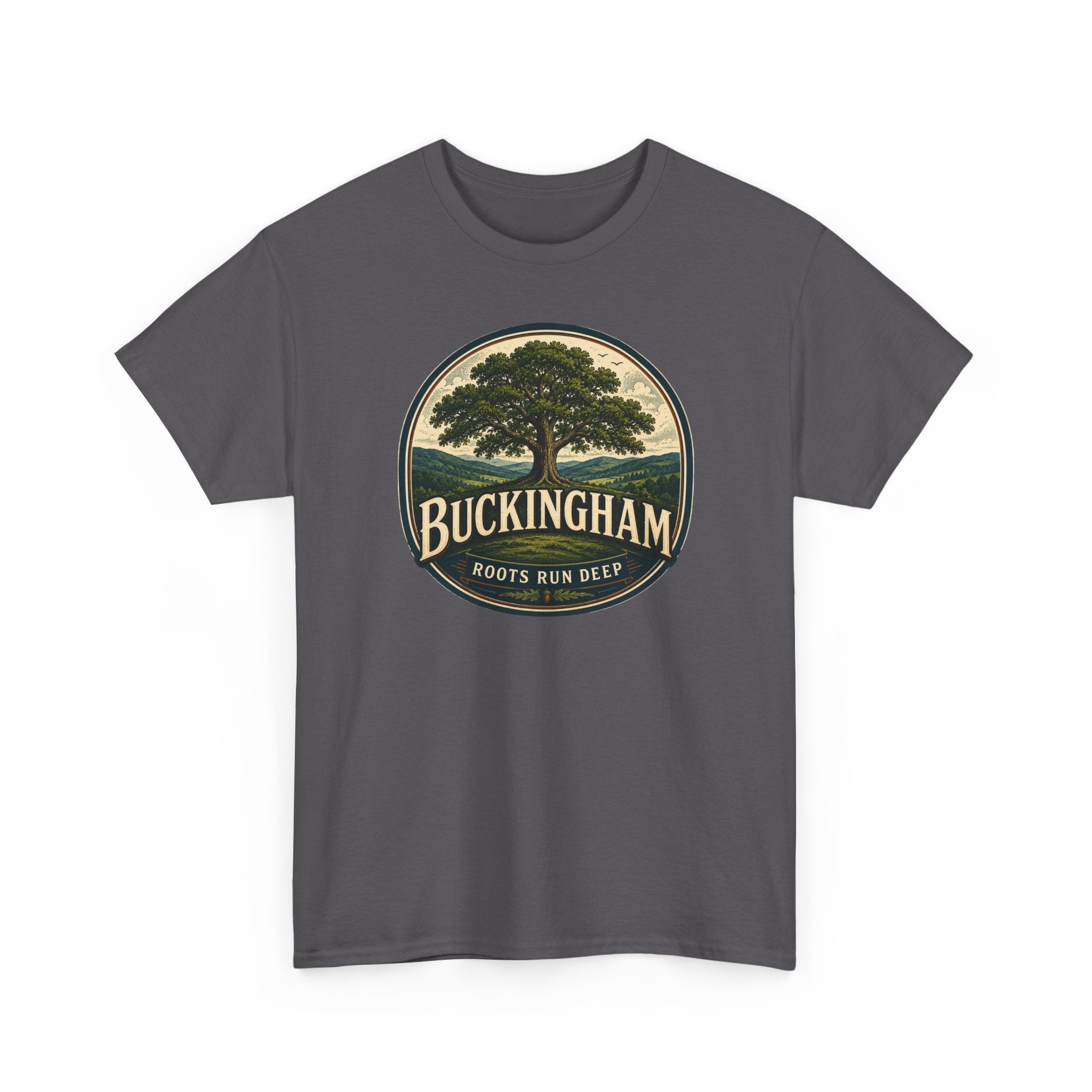 Buckingham Tree Logo Tee — 'Roots Run Deep' Heritage T-Shirt