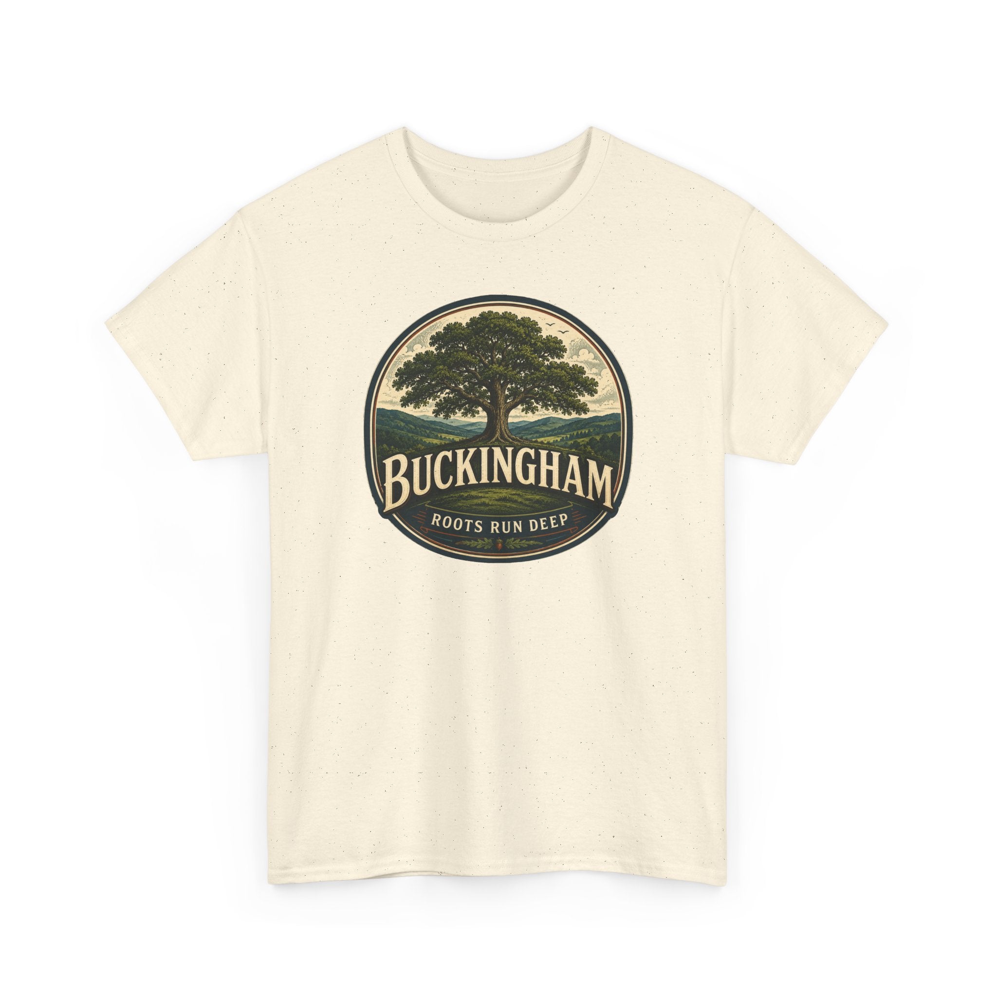 Buckingham Tree Logo Tee — 'Roots Run Deep' Heritage T-Shirt