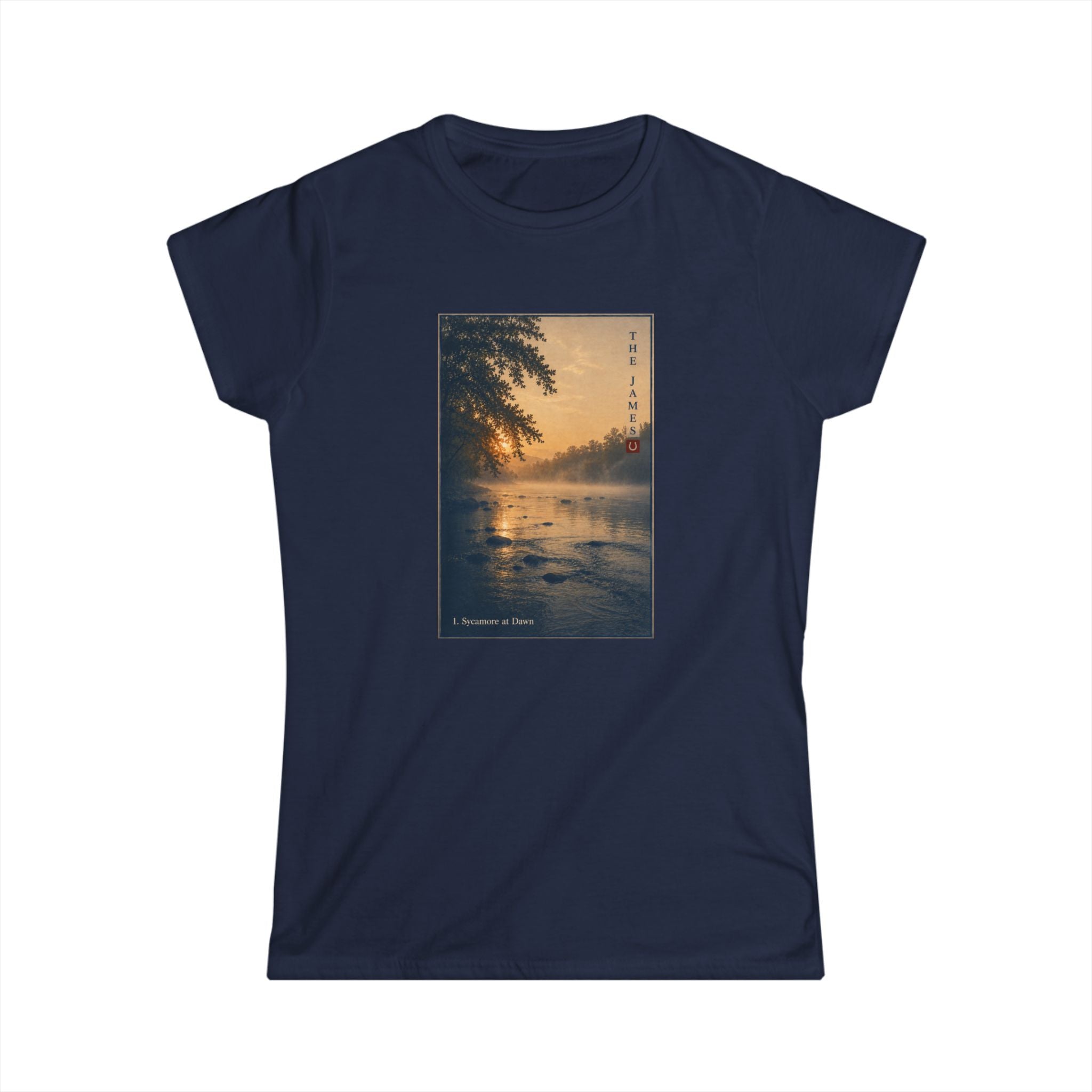 1. Sycamore at Dawn - Women’s Black Tee — Classic Softstyle Crew Shirt