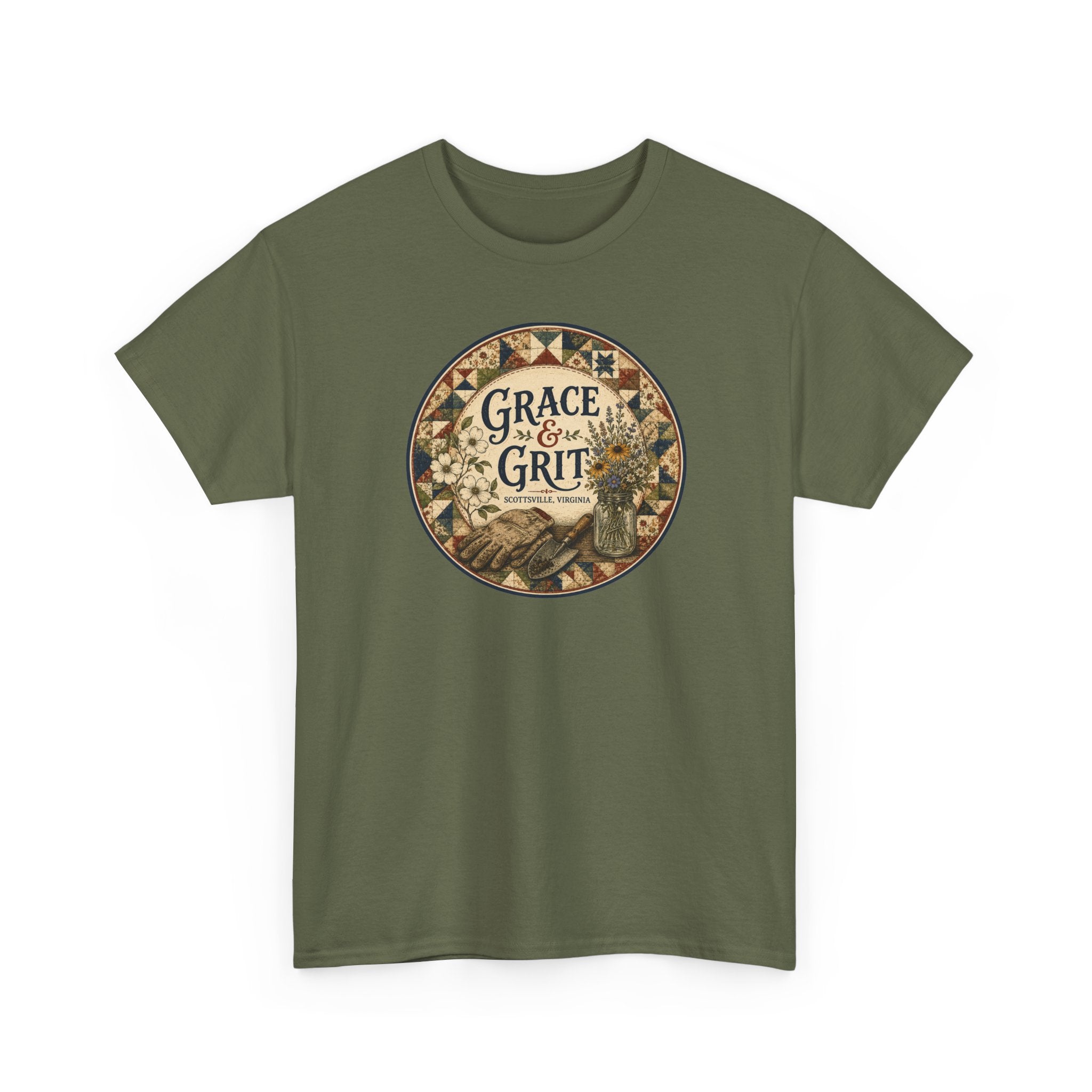 Grace & Grit Graphic Tee — Vintage Floral Inspirational T-Shirt