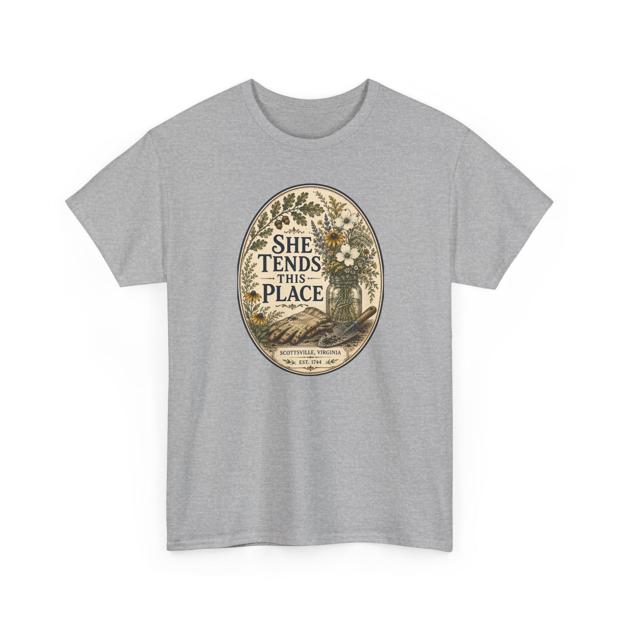 She Tends This Place Vintage Floral Tee