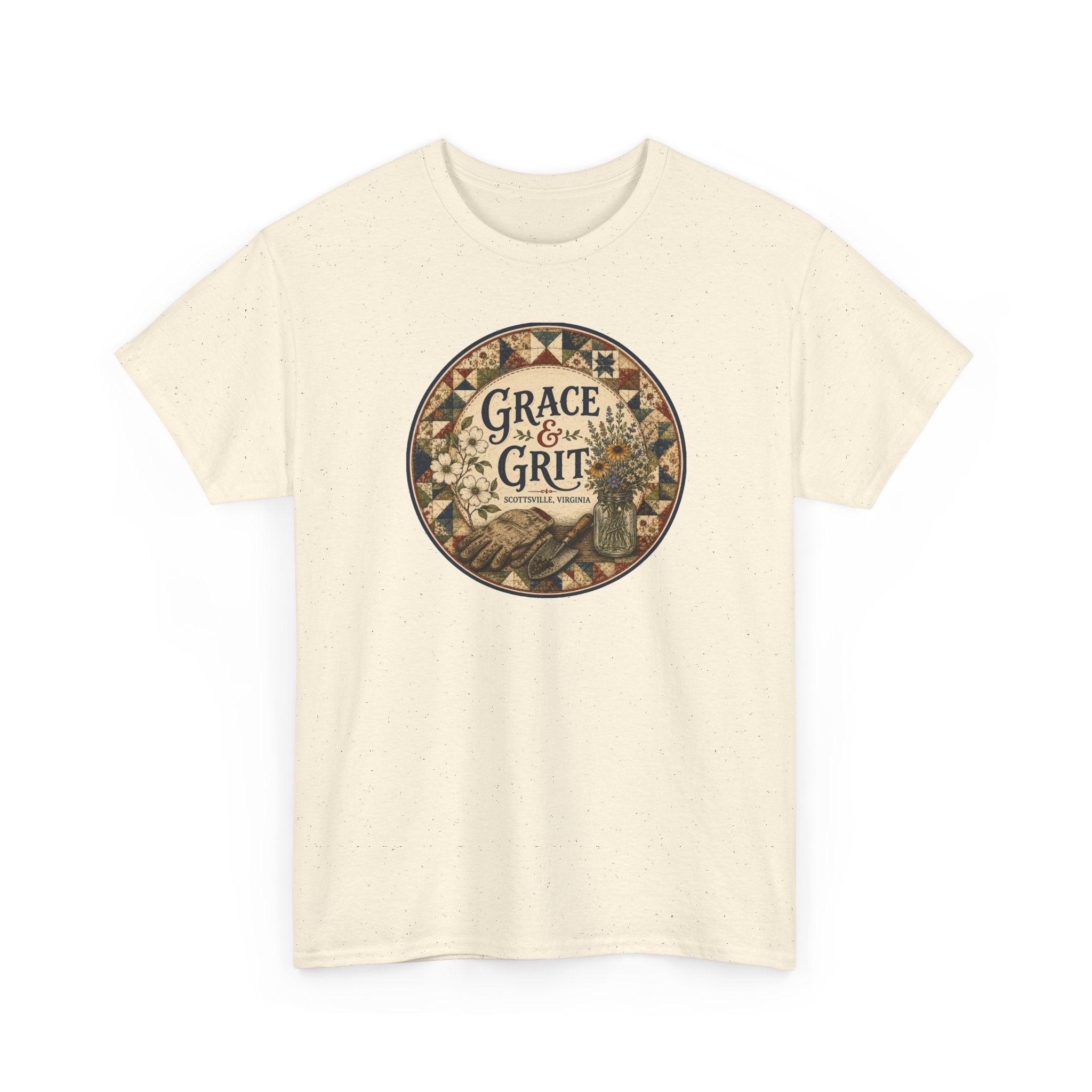 Grace & Grit Graphic Tee — Vintage Floral Inspirational T-Shirt