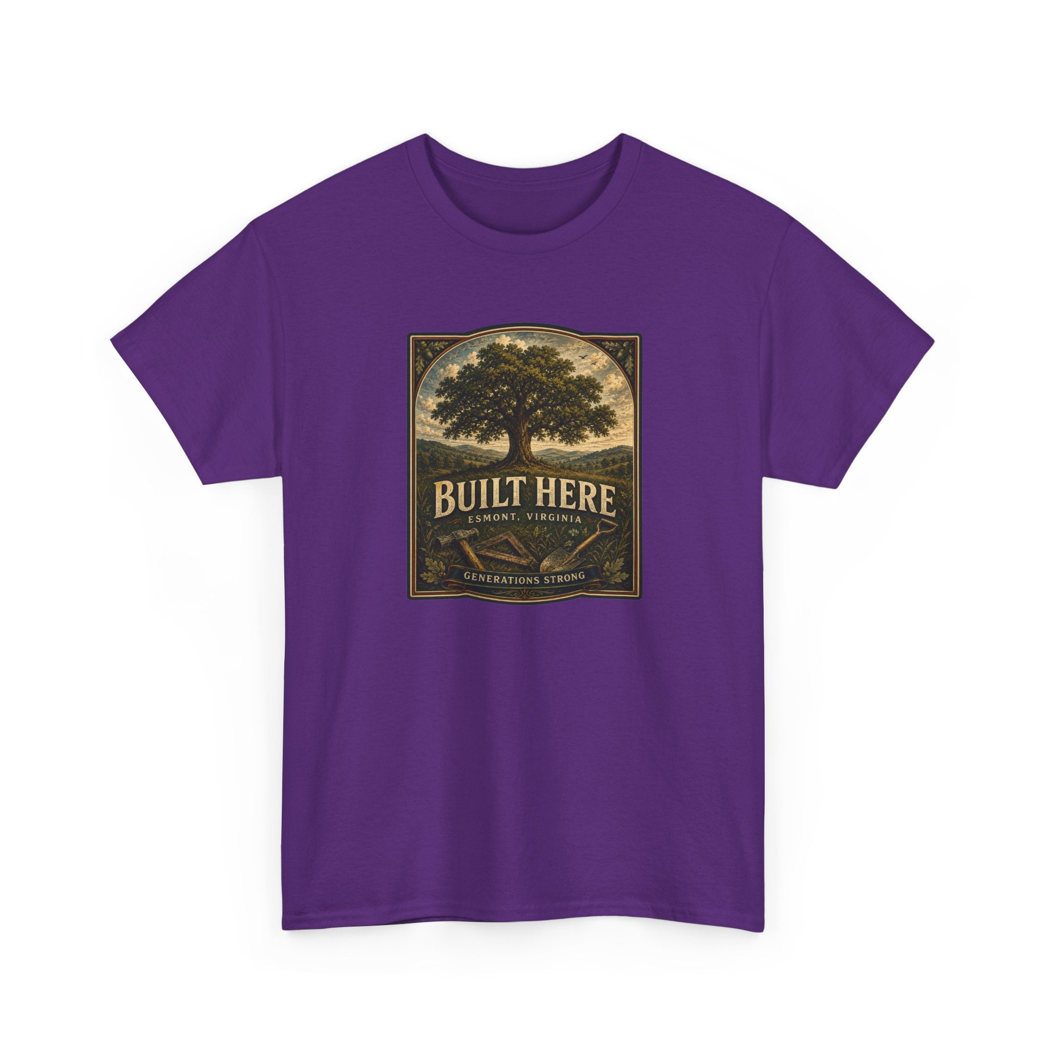 Esmont Built Here Tree Graphic Tee — Vintage Rustic Pride T-Shirt