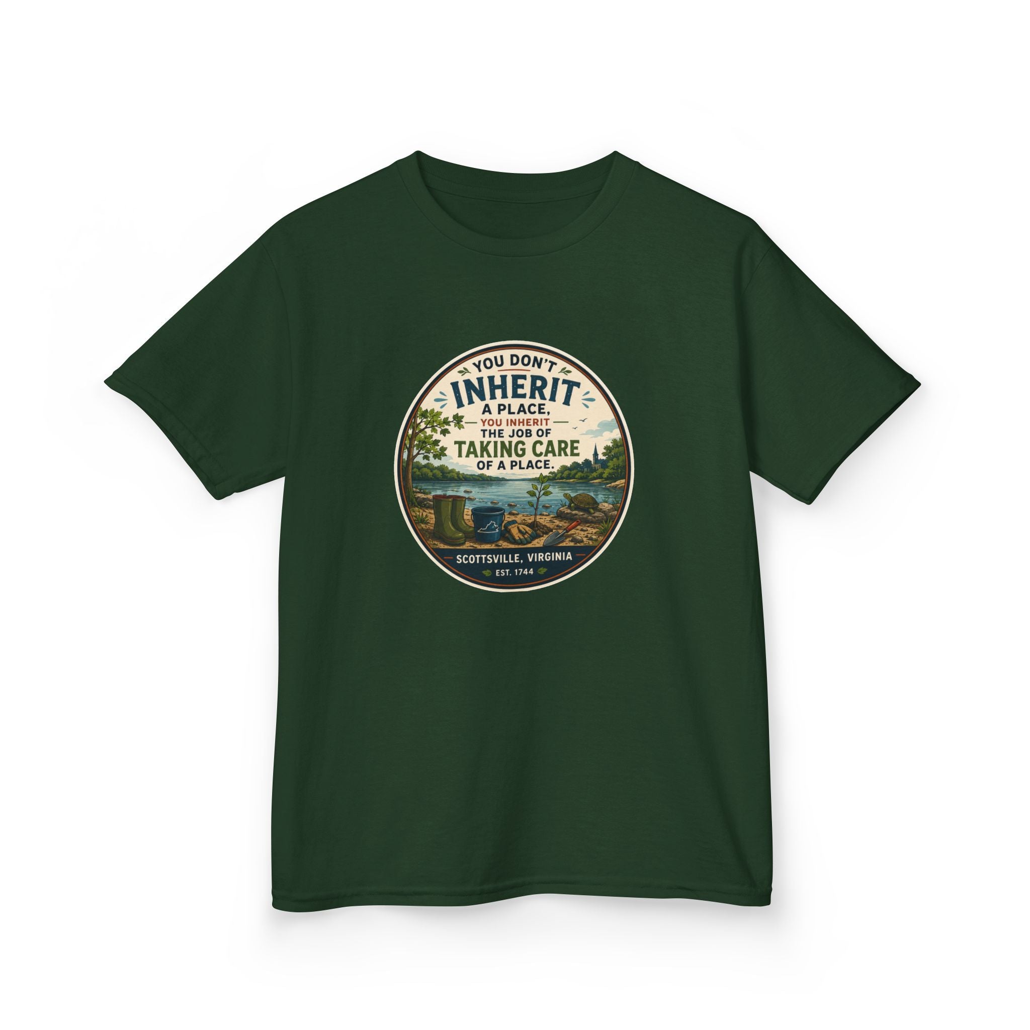 Kids Tee — "You Don't Inherit the Earth, You Take Care of It" Nature Conservation Shirt