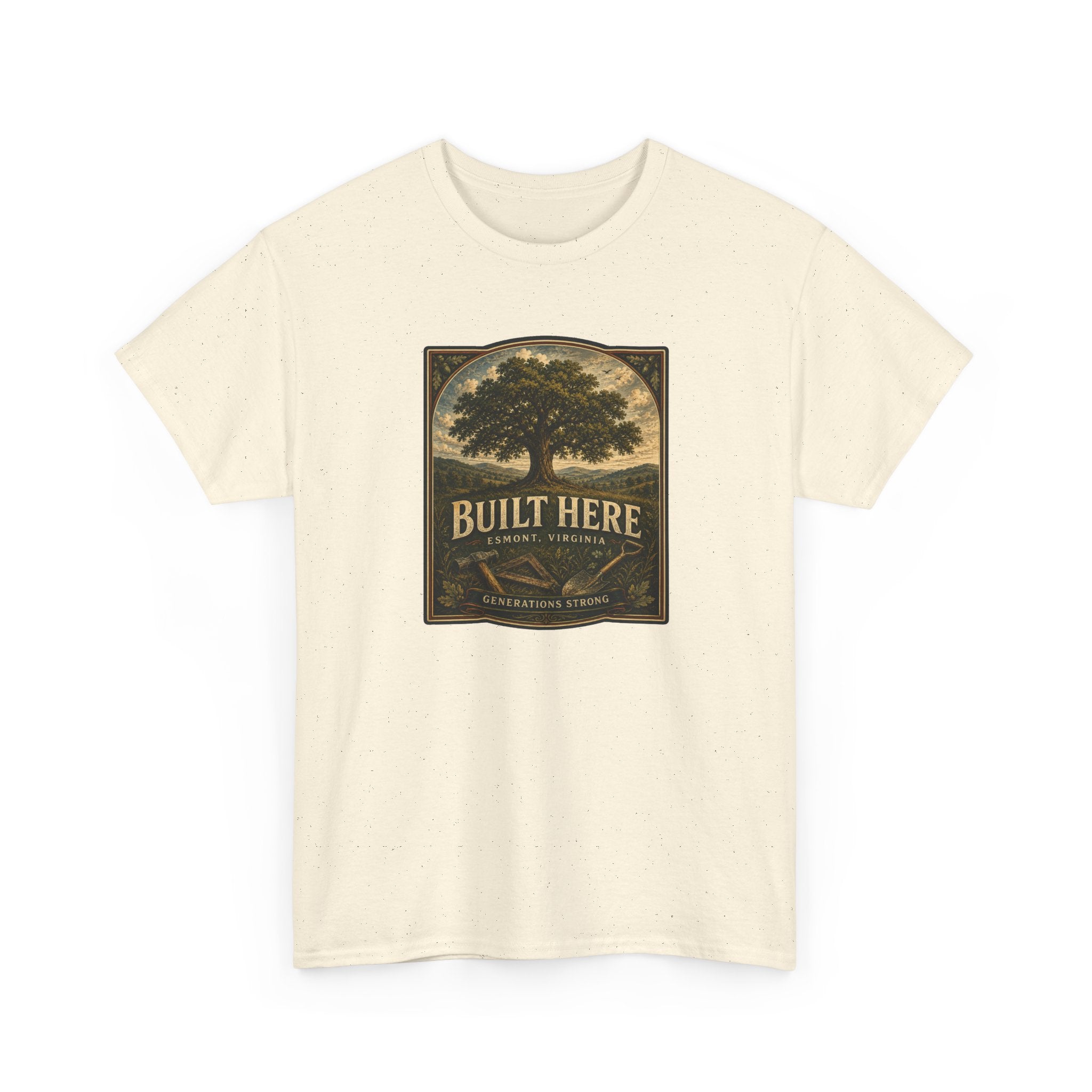 Esmont Built Here Tree Graphic Tee — Vintage Rustic Pride T-Shirt