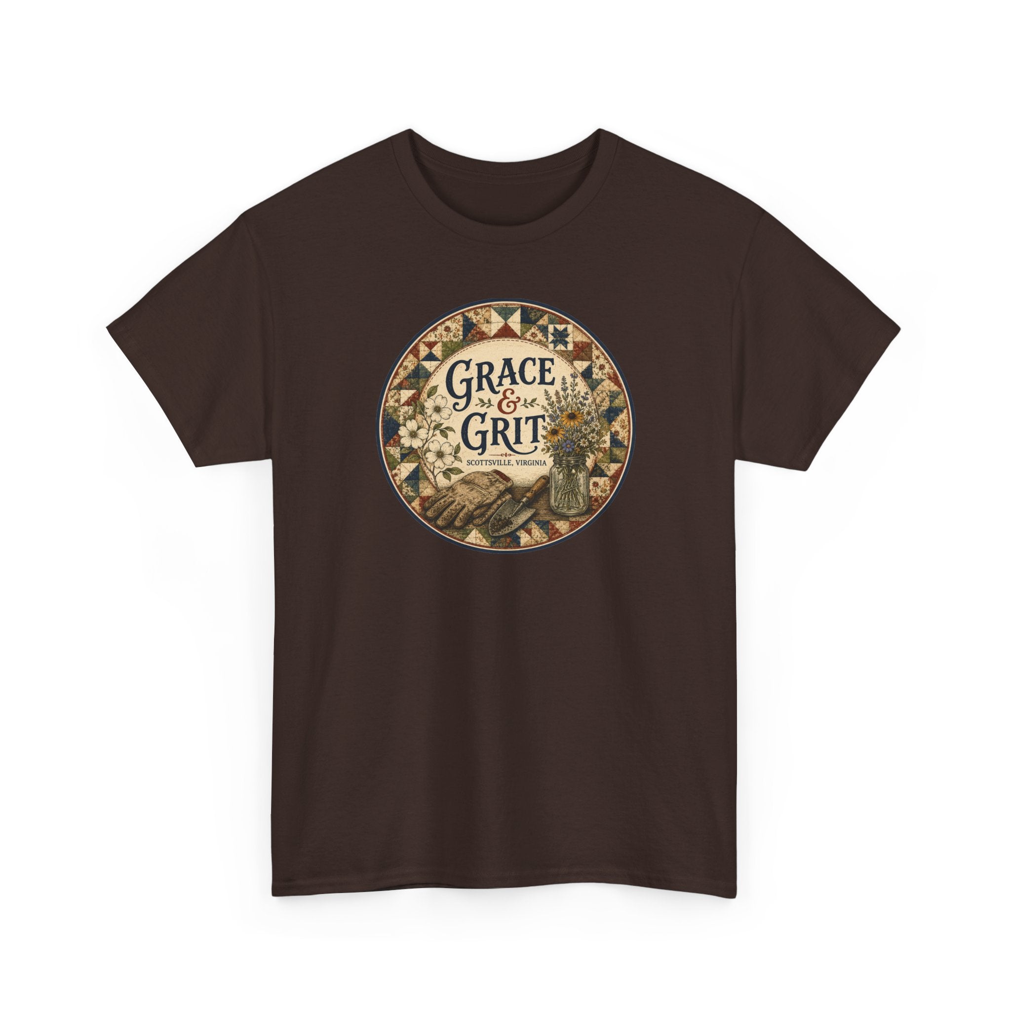 Grace & Grit Graphic Tee — Vintage Floral Inspirational T-Shirt
