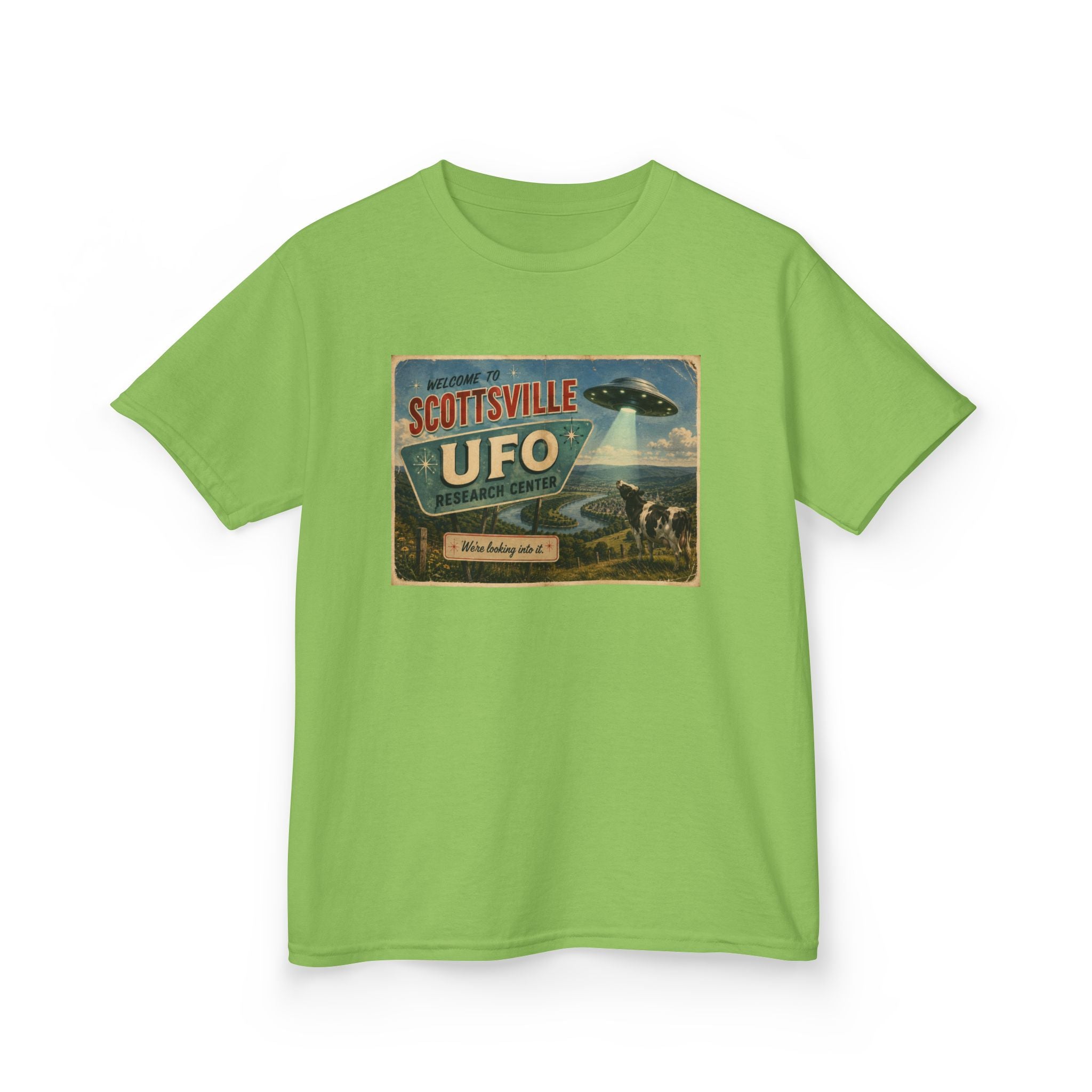 Scottsville UFO Kids Tee — Vintage Alien Spacecraft Graphic Shirt