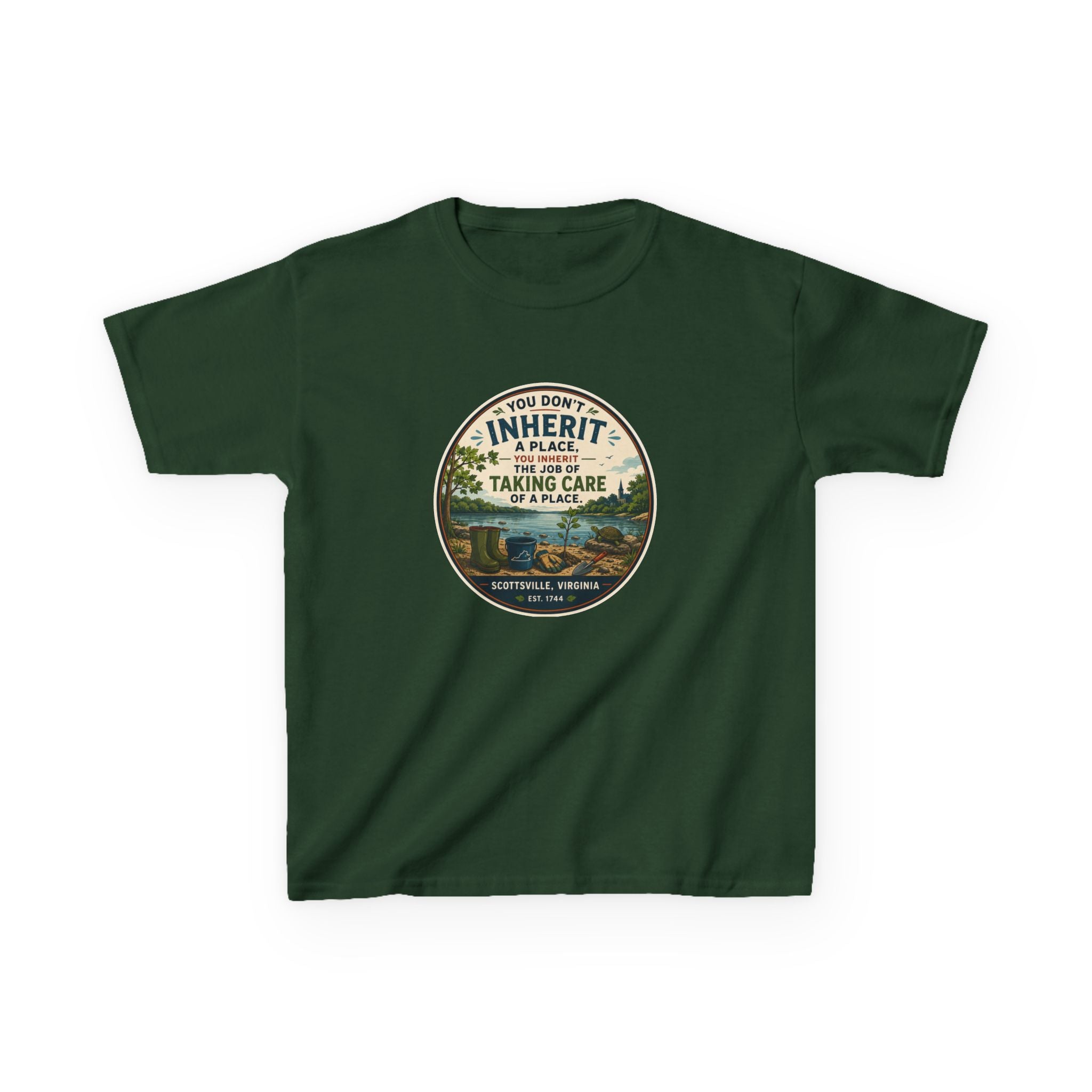Kids Tee — "You Don't Inherit the Earth, You Take Care of It" Nature Conservation Shirt