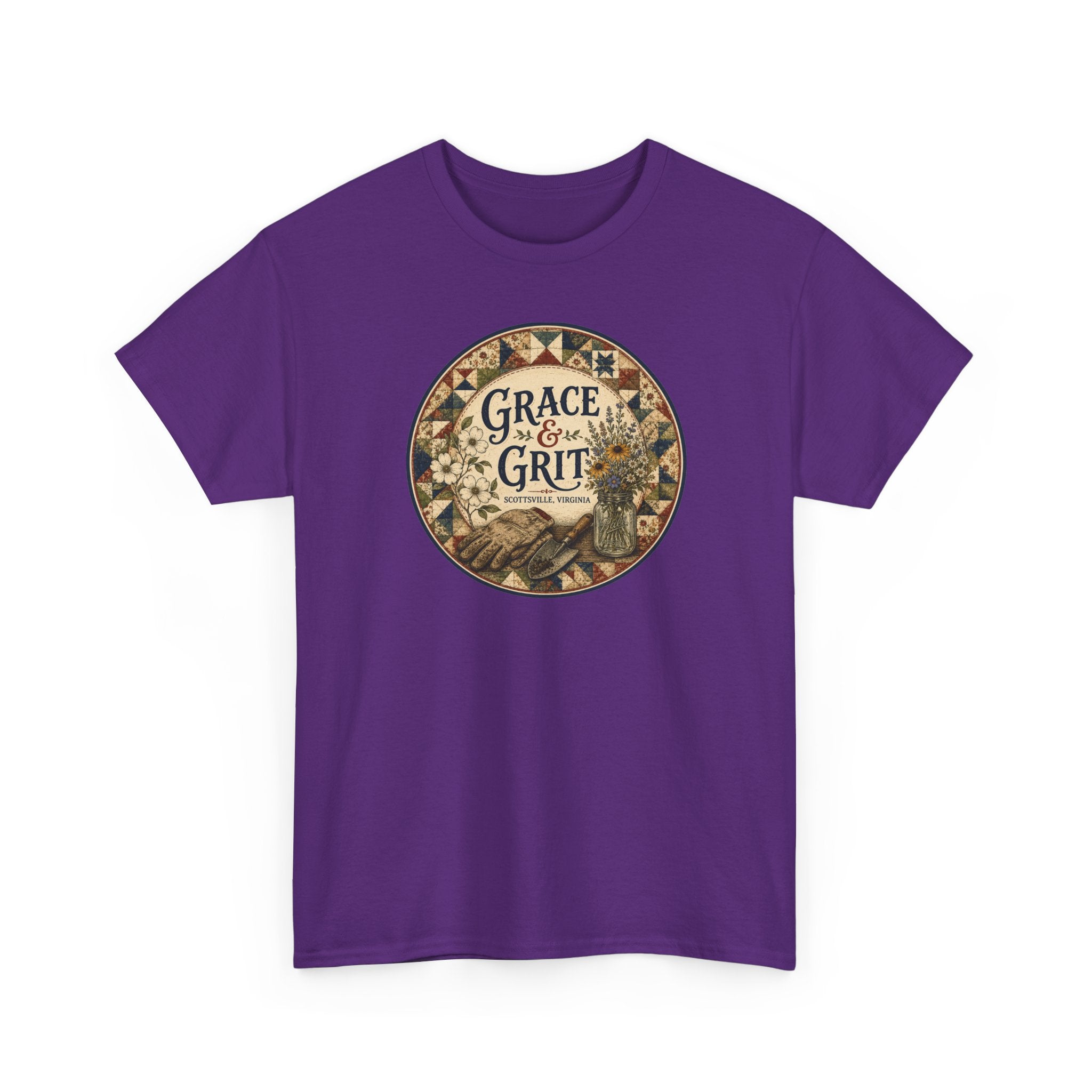 Grace & Grit Graphic Tee — Vintage Floral Inspirational T-Shirt
