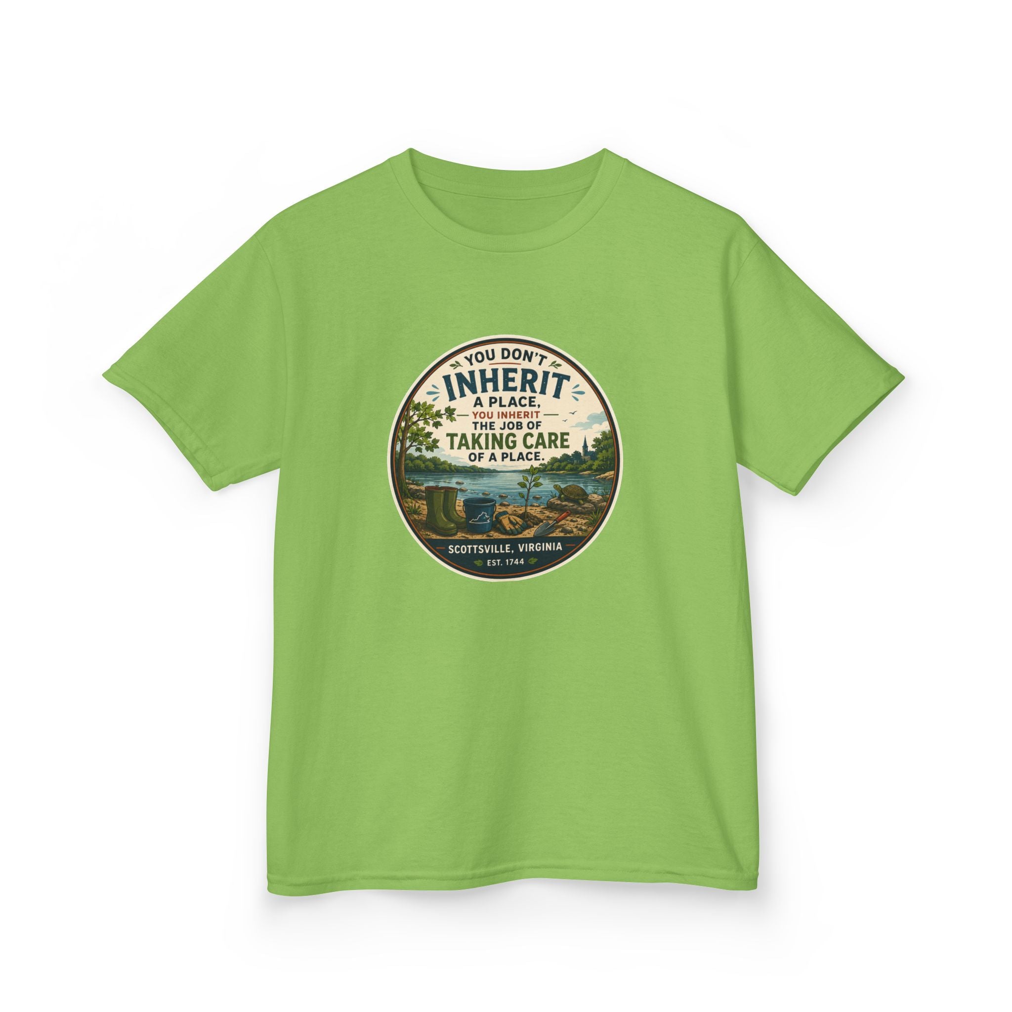 Kids Tee — "You Don't Inherit the Earth, You Take Care of It" Nature Conservation Shirt