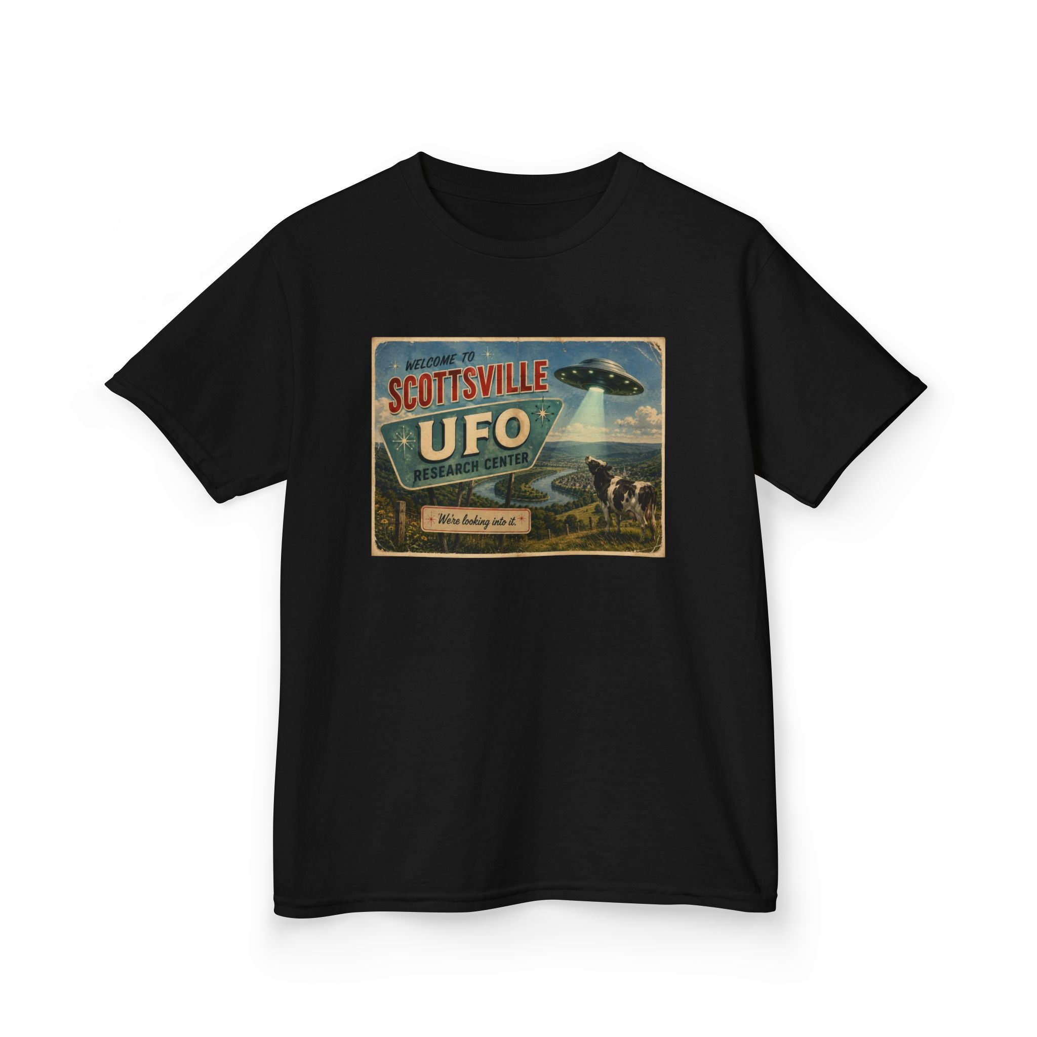 Scottsville UFO Kids Tee — Vintage Alien Spacecraft Graphic Shirt
