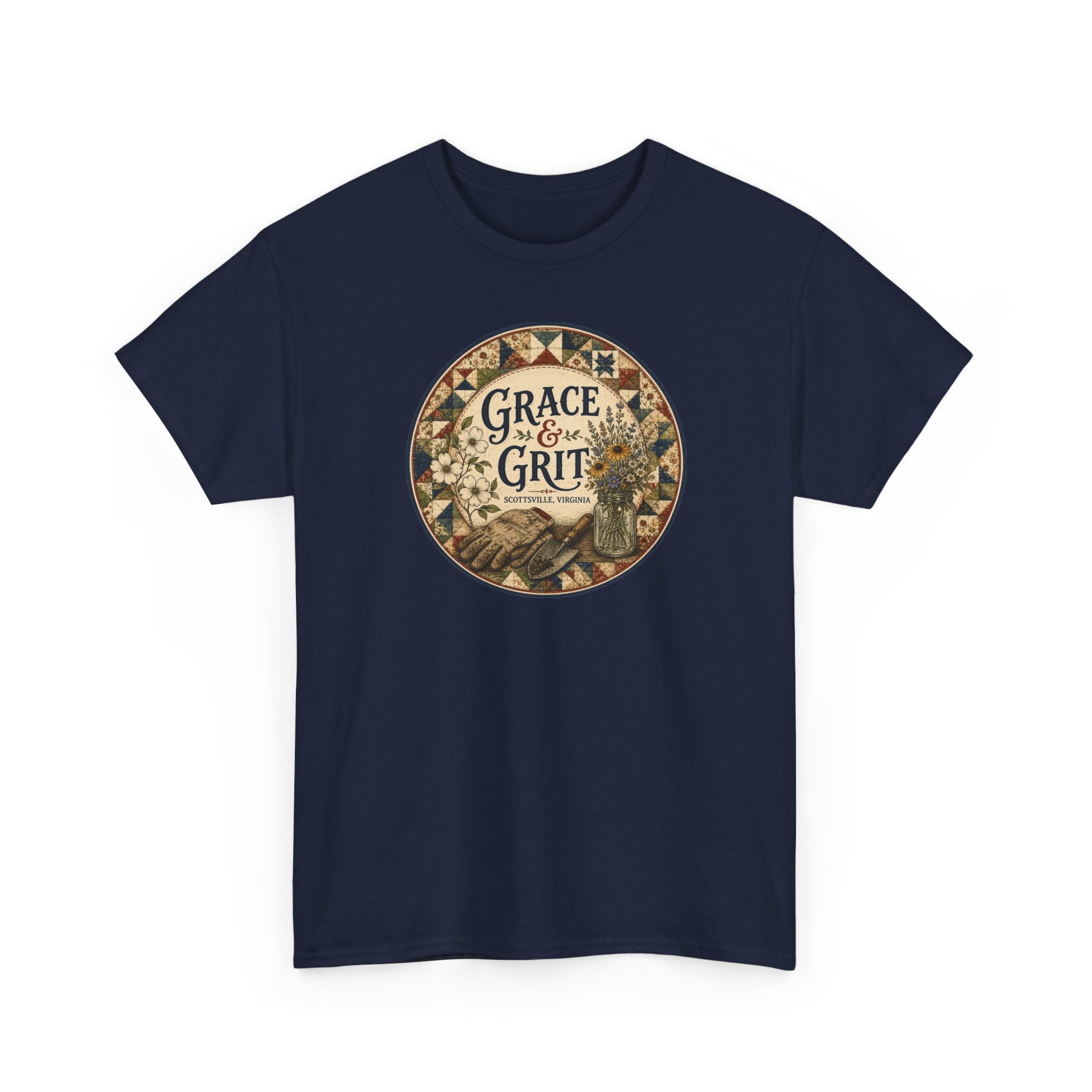 Grace & Grit Graphic Tee — Vintage Floral Inspirational T-Shirt