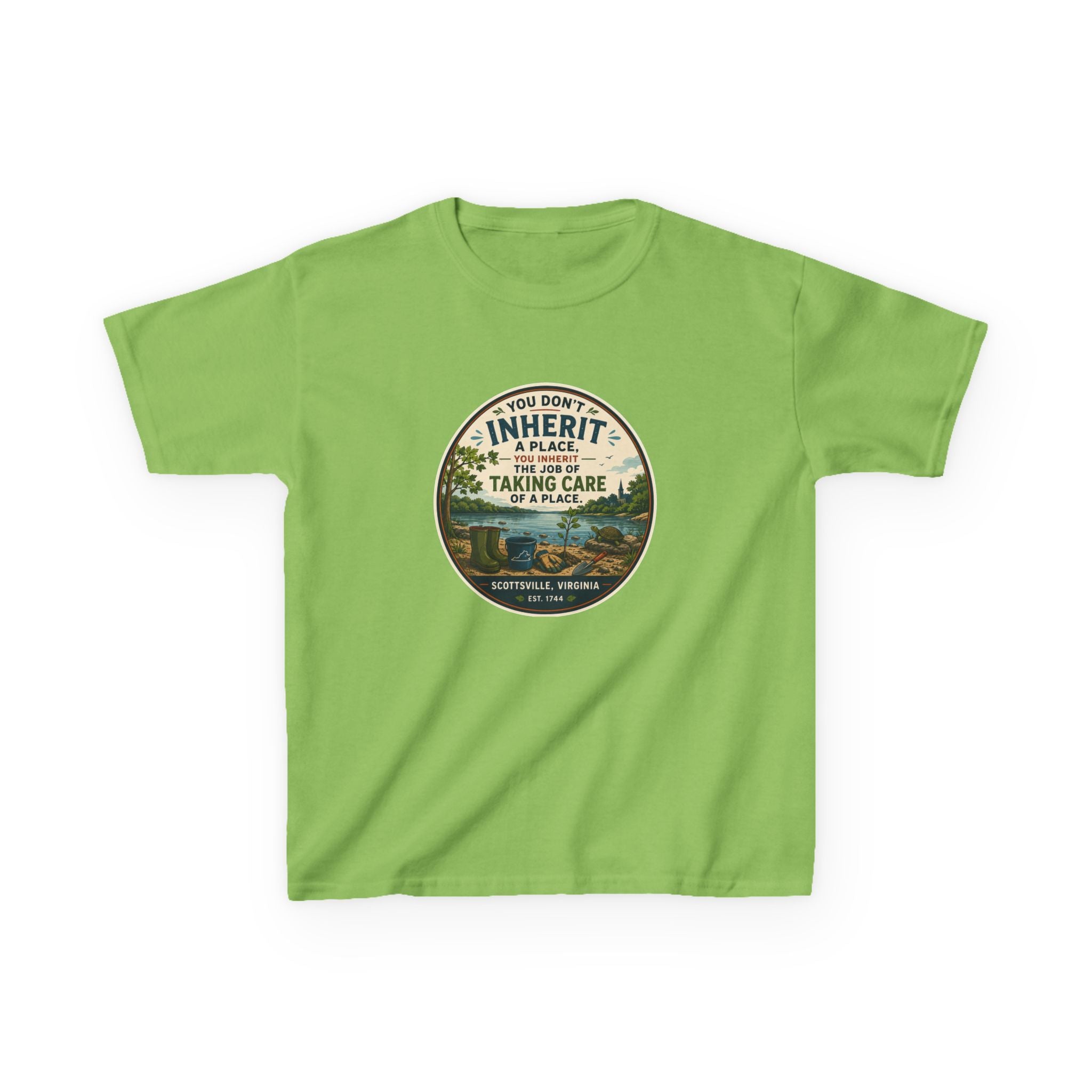 Kids Tee — "You Don't Inherit the Earth, You Take Care of It" Nature Conservation Shirt