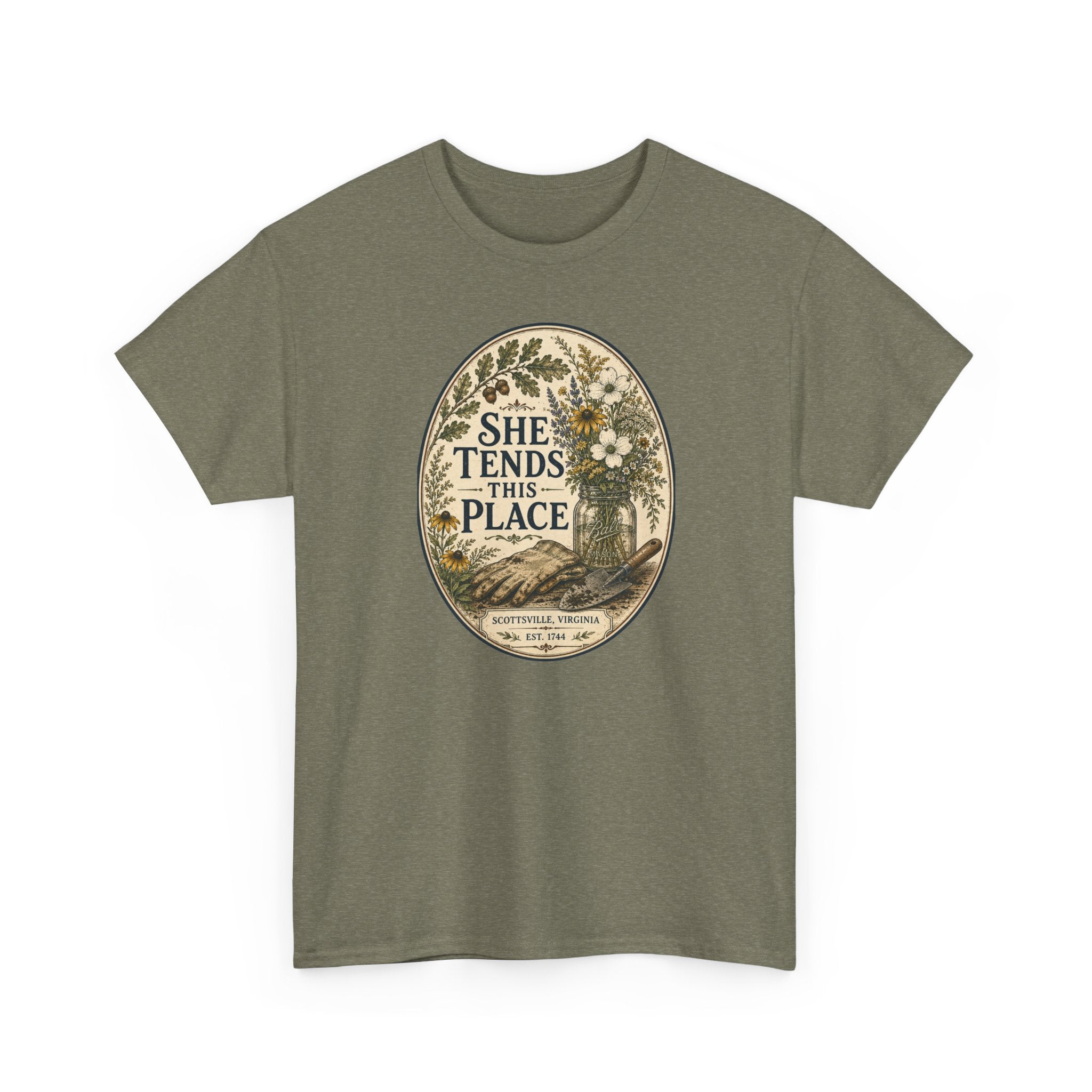 She Tends This Place Vintage Floral Tee