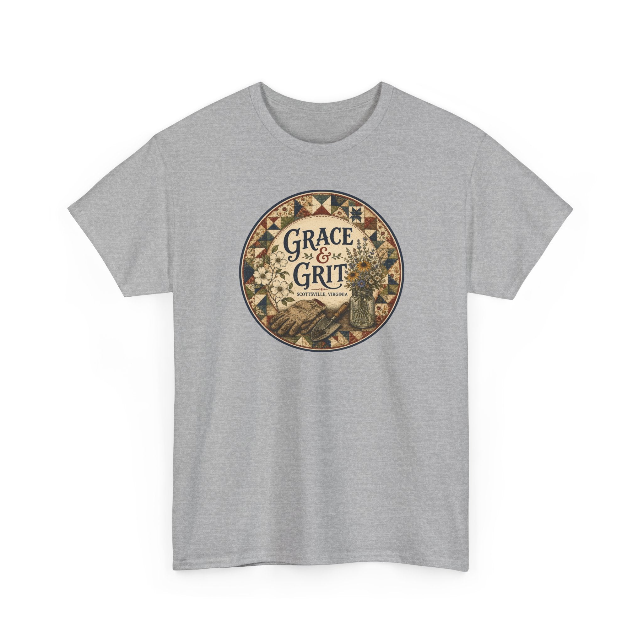 Grace & Grit Graphic Tee — Vintage Floral Inspirational T-Shirt