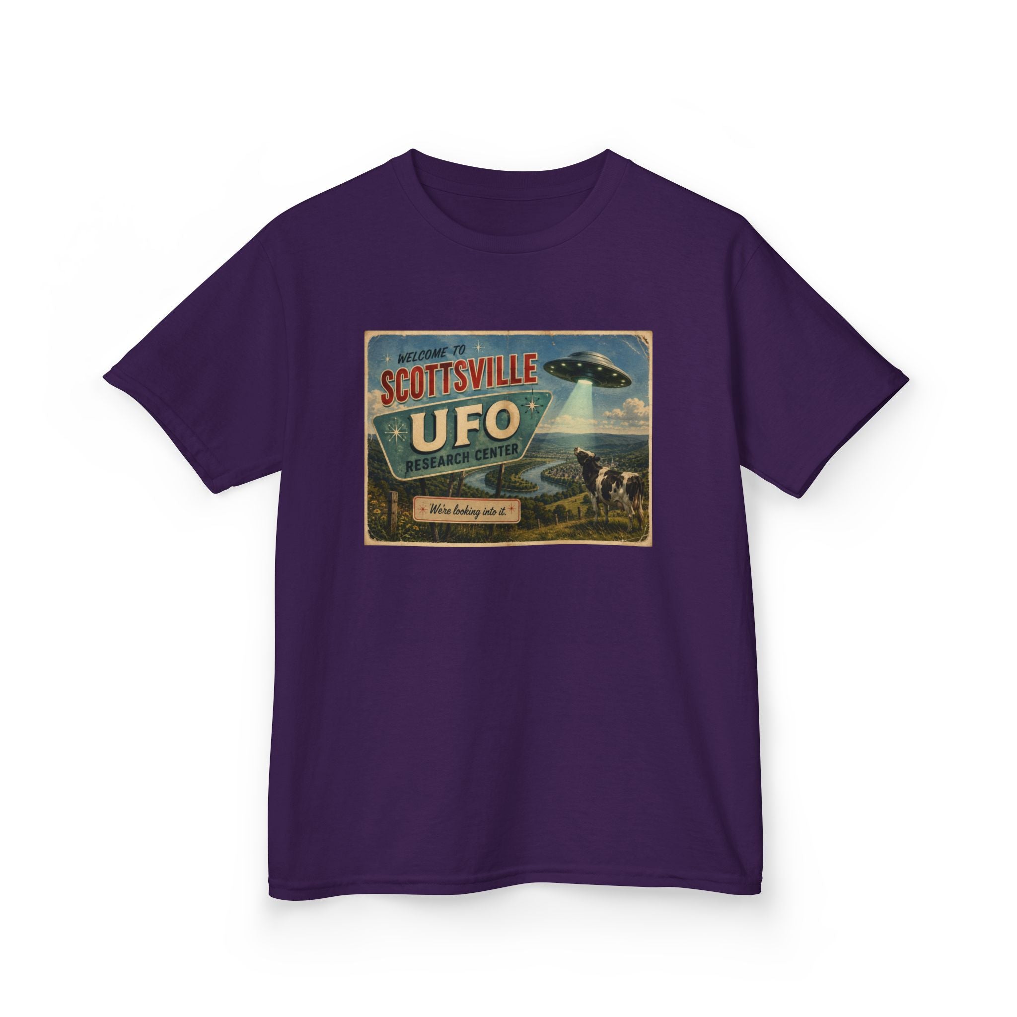 Scottsville UFO Kids Tee — Vintage Alien Spacecraft Graphic Shirt