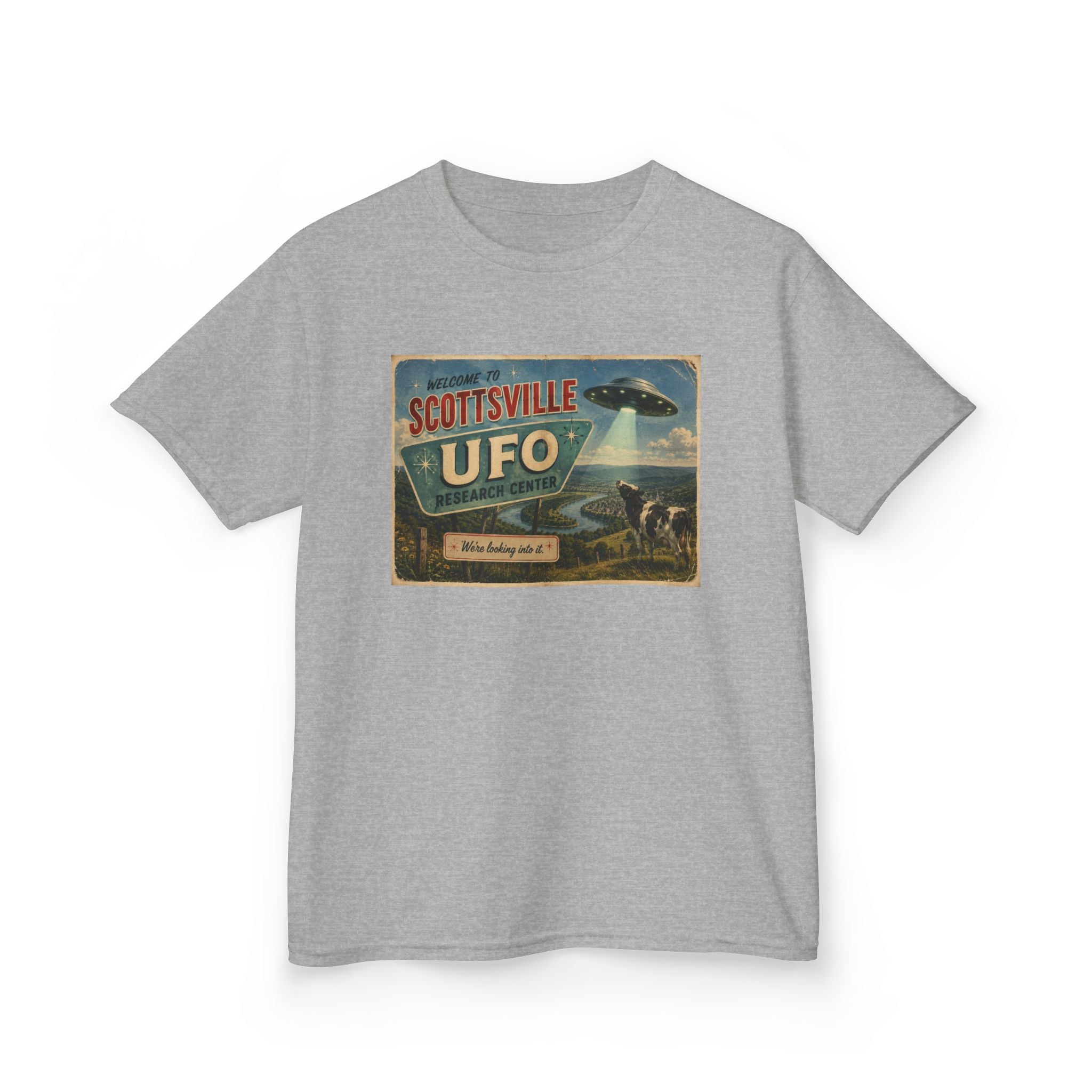 Scottsville UFO Kids Tee — Vintage Alien Spacecraft Graphic Shirt